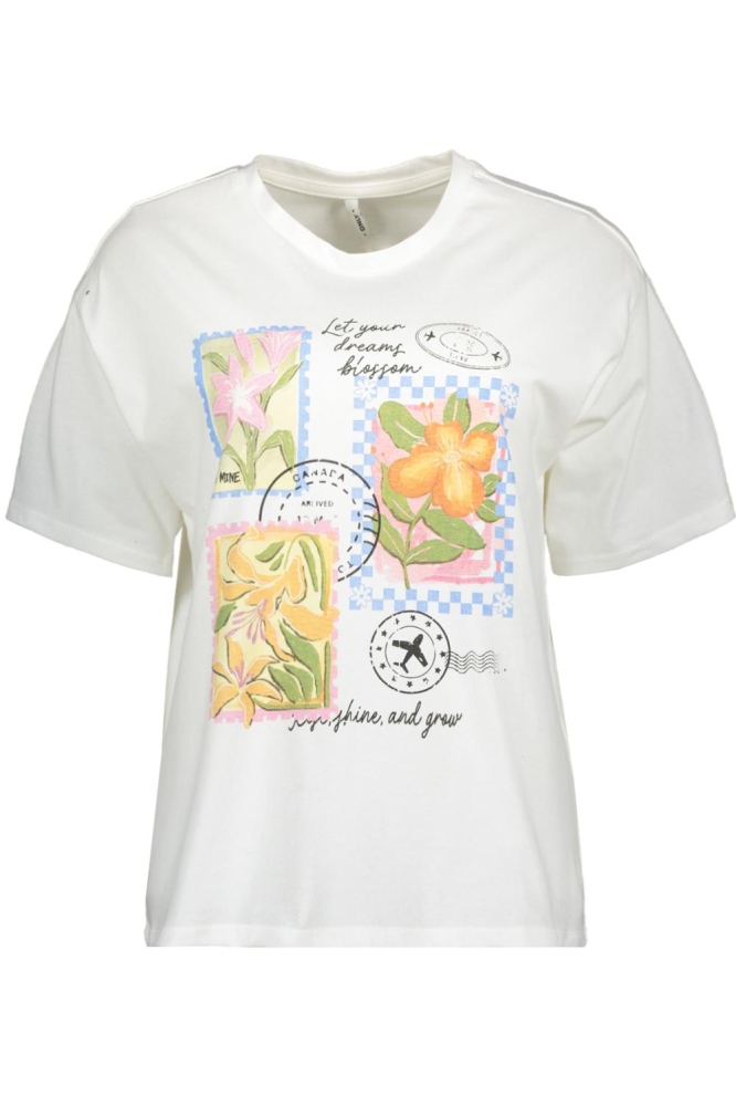 ONLMAYA FLOWER S/S TEE BOX JRS 15367841 CLOUD DANCER/FLOWER